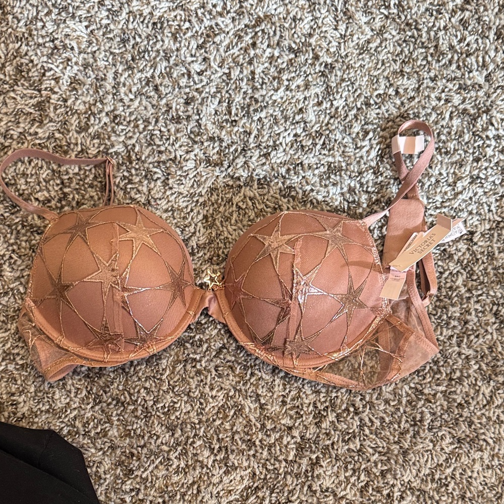 Star Embellished Bra in Tan